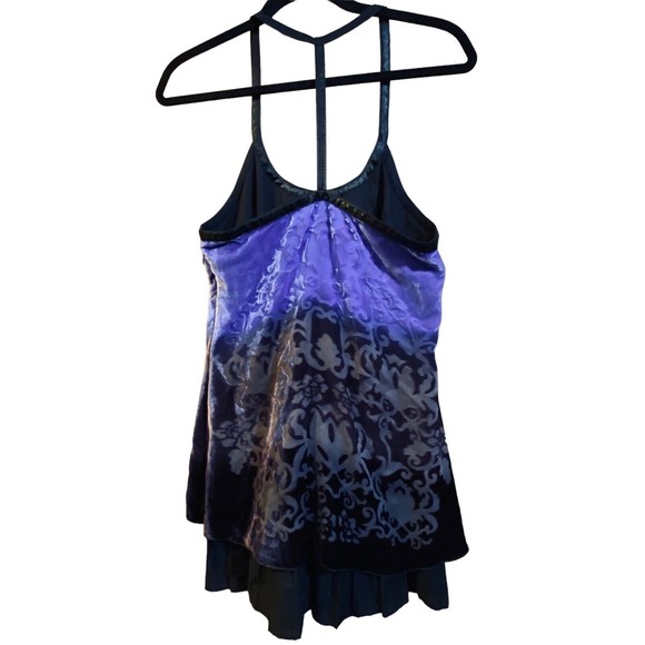 Free People Velvet Purple Ombre Forbidden Ivy FleurDeLis T-Strap Dress Size 4 - Picture 2 of 15